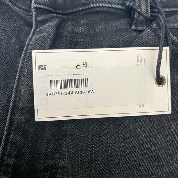 NEW WITH TAGS Judy Blue Black Buffalo Plaid Patch Skinny SIZE 18W - Picture 5 of 16